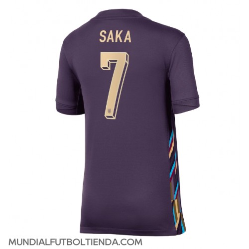 Camiseta Inglaterra Bukayo Saka #7 Segunda Equipación Replica Eurocopa 2024 para mujer mangas cortas